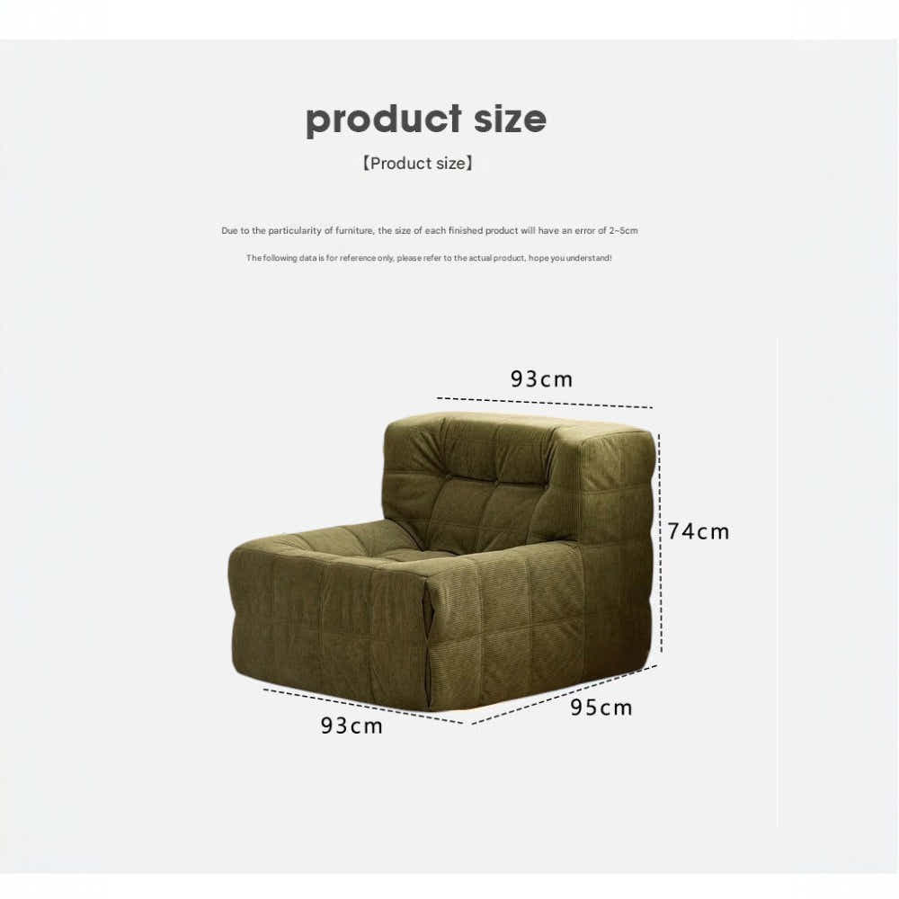 DS BS Single Seated Foam Sofa with Corduroy Fabric - Green