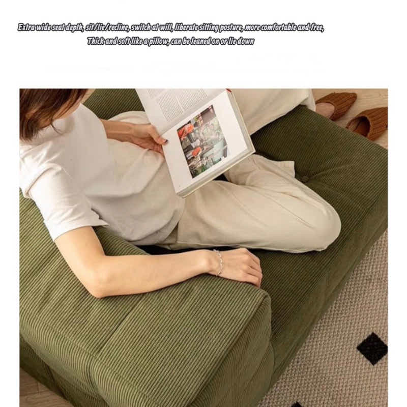 DS BS Single Seated Foam Sofa with Corduroy Fabric - White