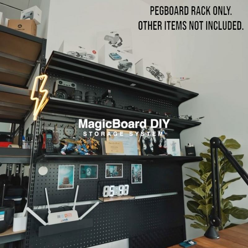 DS BS 3-Tier Metal Pegboard Display Rack with Shelves