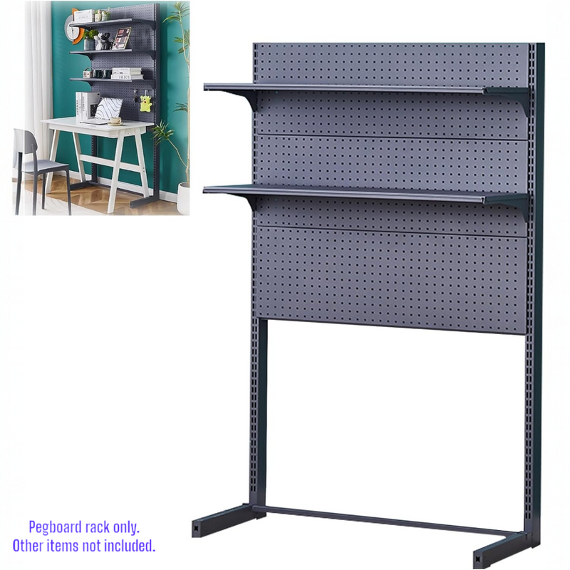 DS BS 3-Tier Metal Pegboard Display Rack with Shelves