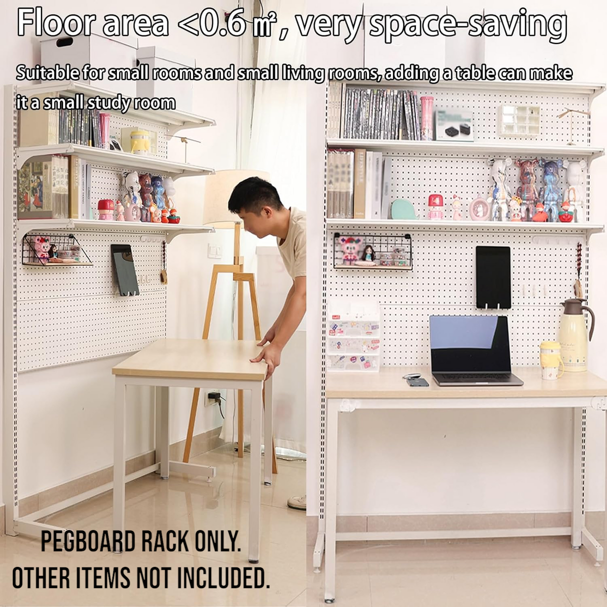 DS BS 3-Tier Metal Pegboard Display Rack with Shelves