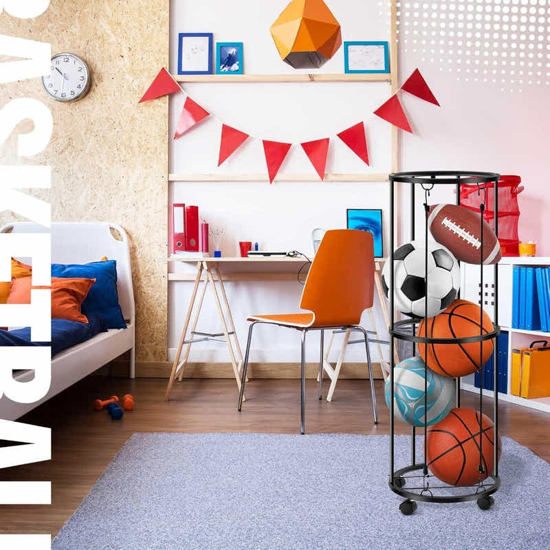 DS BS Ball Storage Rack – Steel Vertical Organizer