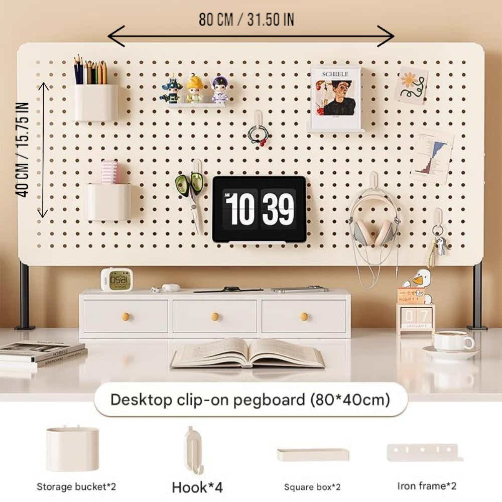 DS BS Clamp-on Desk Pegboard Organizer Set - 80×40cm