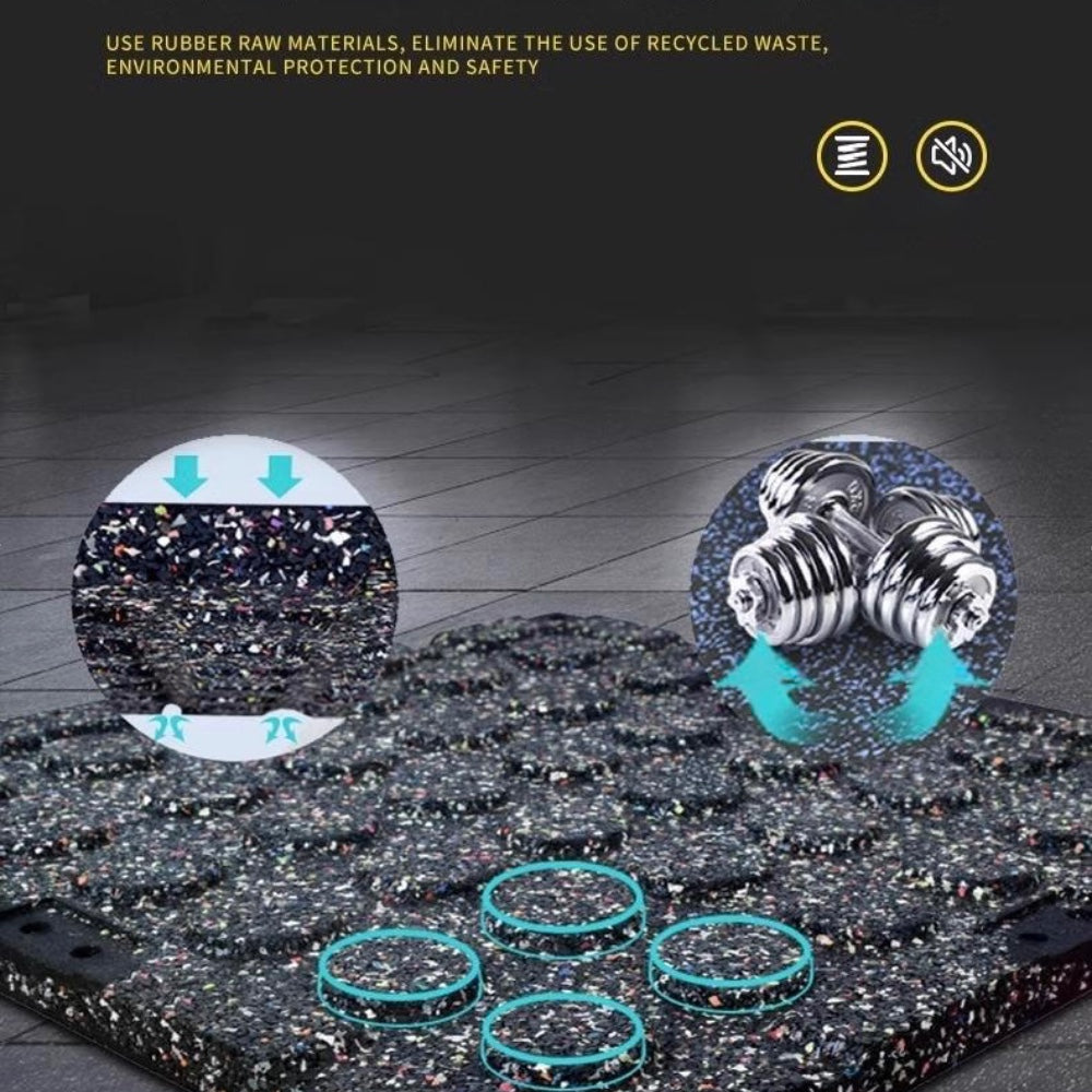 DS BS 4 Pack Heavy-Duty Interlocking Rubber Gym Floor Mats – 50×50×2.5CM