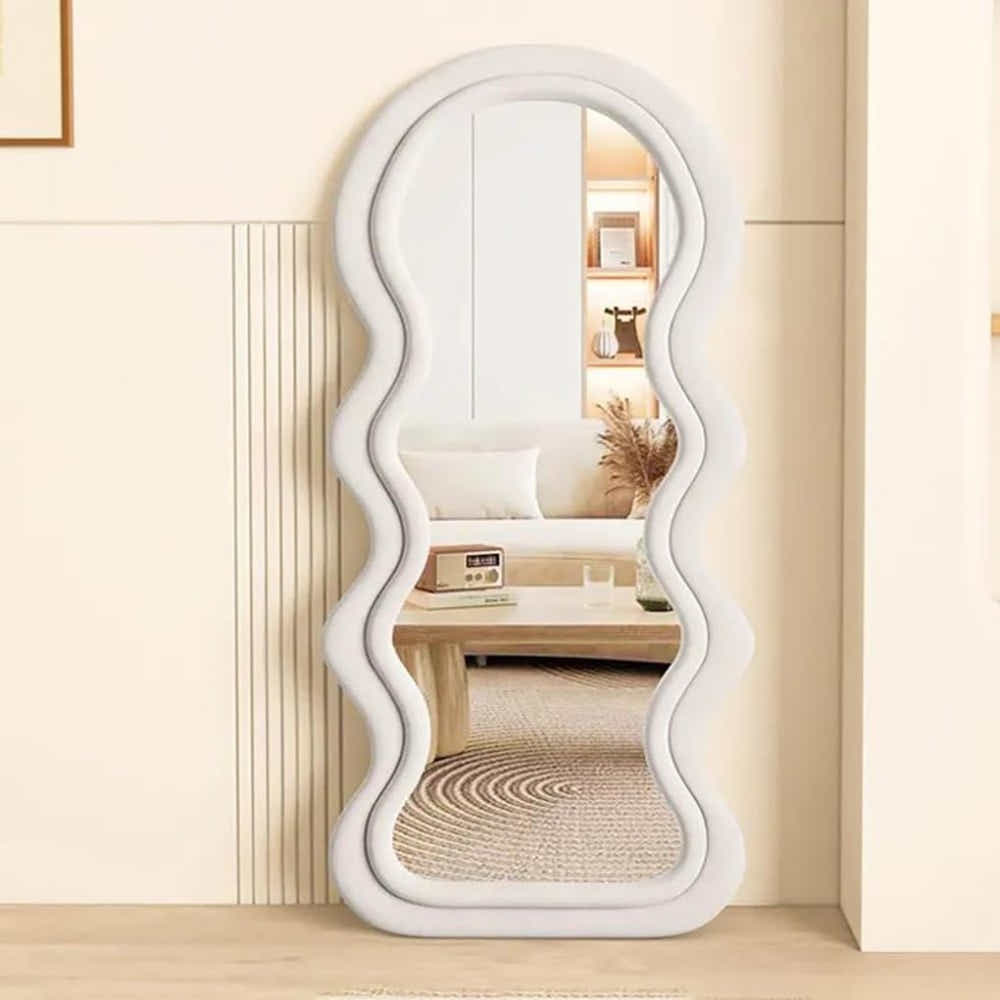 DS BS Wavy-Frame Full Length Mirror with Plush Fabric Trim -170x70cm