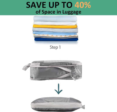DS BS 6pcs Compression Packing Cubes Travel Luggage Organizer Set - Grey