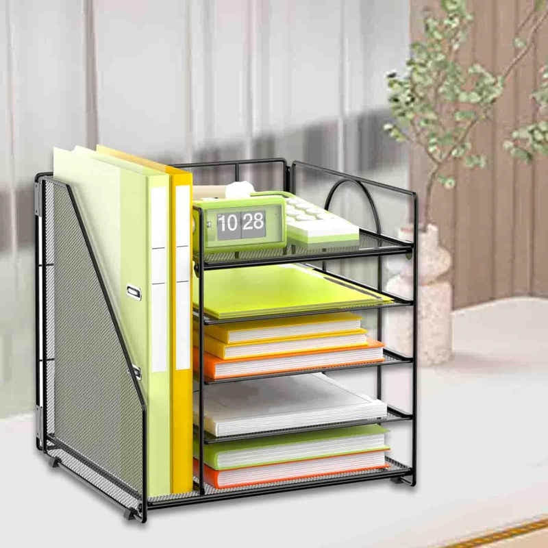 DS BS 5 Tier Paper Tray Organizer with File Holder