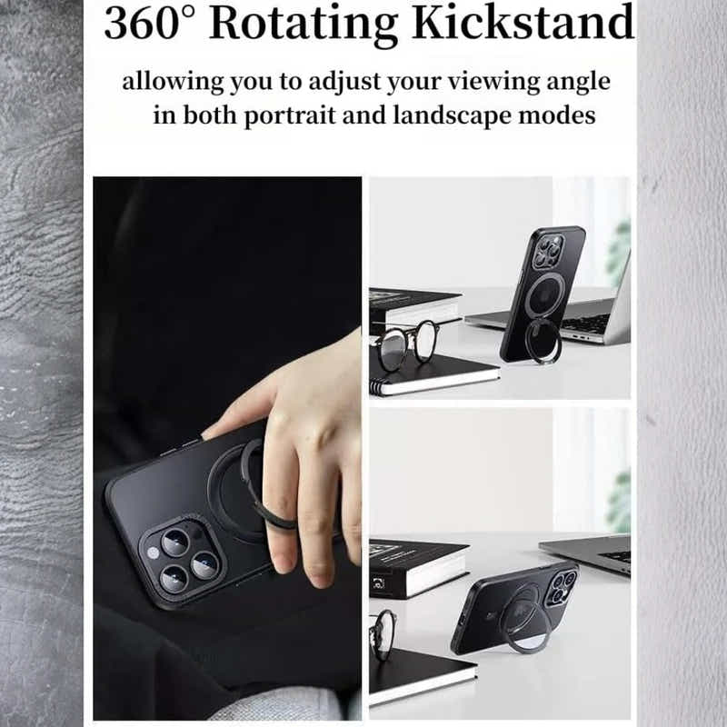 DS BS iPhone 16 Pro Case with 360°Rotatable Magnetic Ring Stand