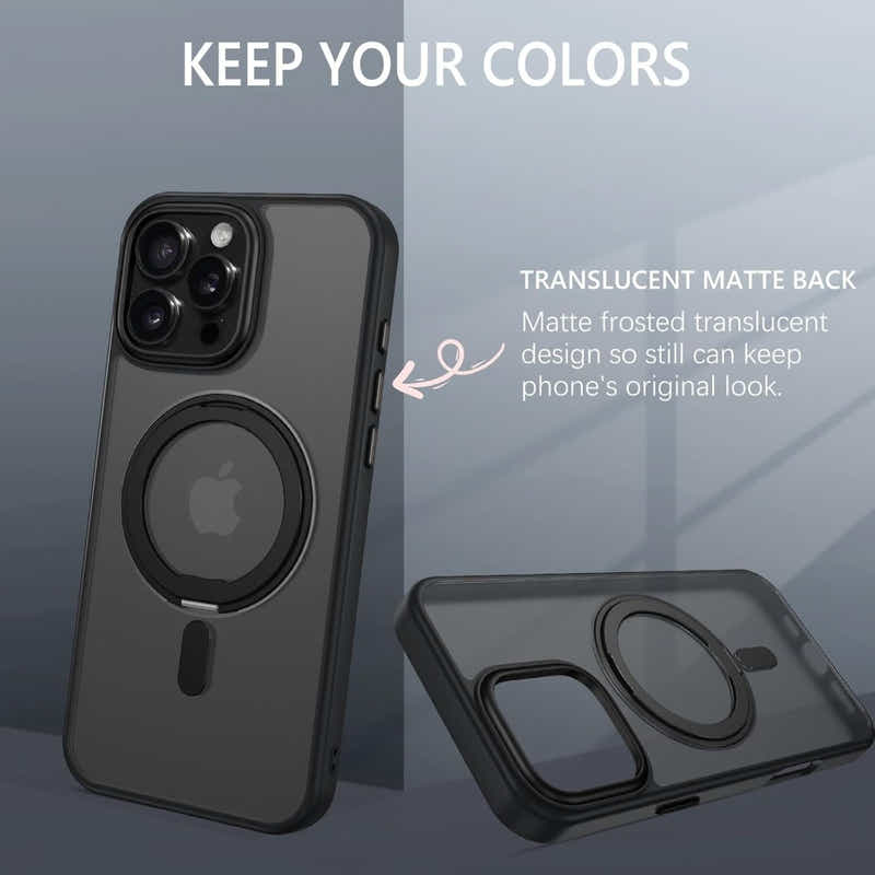 DS BS iPhone 16 Pro Case with 360°Rotatable Magnetic Ring Stand