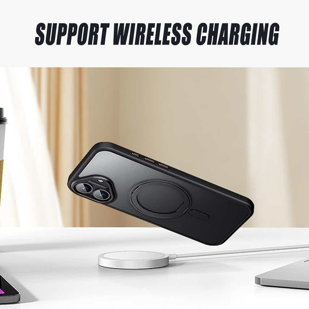 DS BS iPhone 16 Plus Case with 360°Rotatable Magnetic Ring Stand