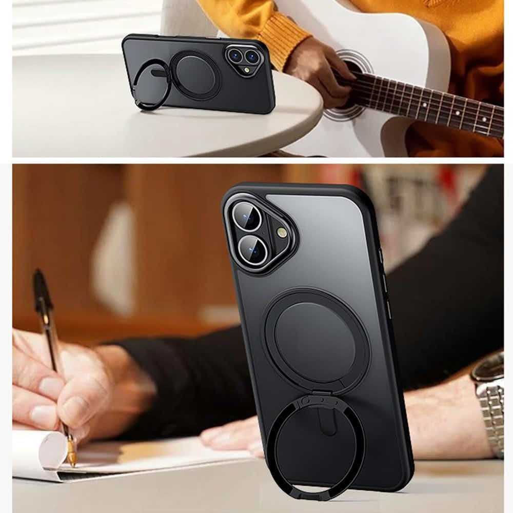 DS BS iPhone 16 Plus Case with 360°Rotatable Magnetic Ring Stand