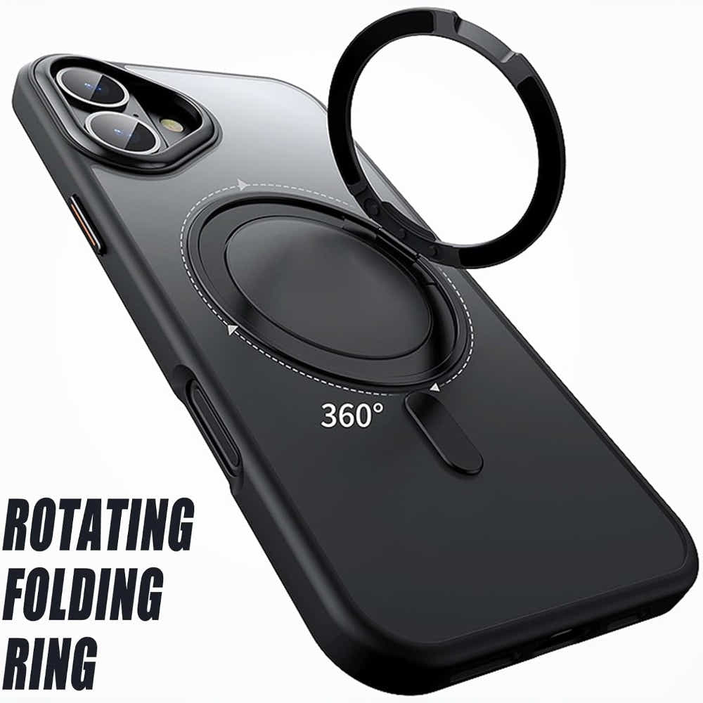 DS BS iPhone 16 Plus Case with 360°Rotatable Magnetic Ring Stand