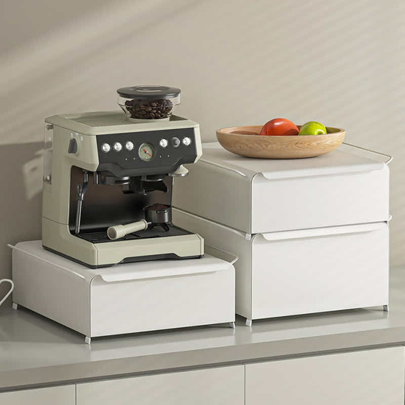 DS BS Coffee Machine Organizer with Pull-Out Drawer Countertop Storage Organizer