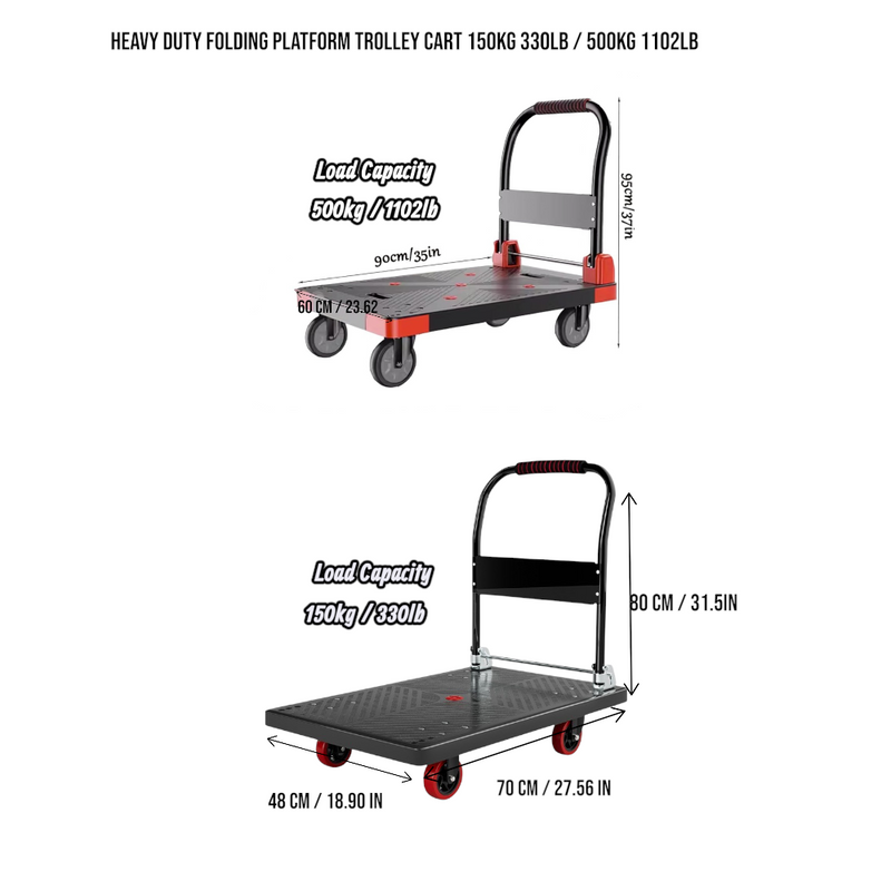 DS BS 500kg Capacity Folding Hand Truck Heavy Duty Platform Cart