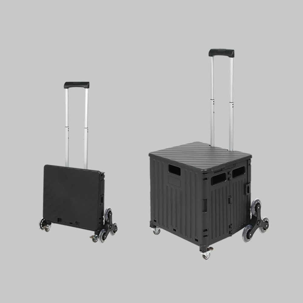 DS BS Foldable Utility Cart with Stair Climbing Wheels - Black