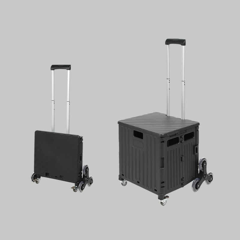 DS BS Foldable Utility Cart with Stair Climbing Wheels - Black