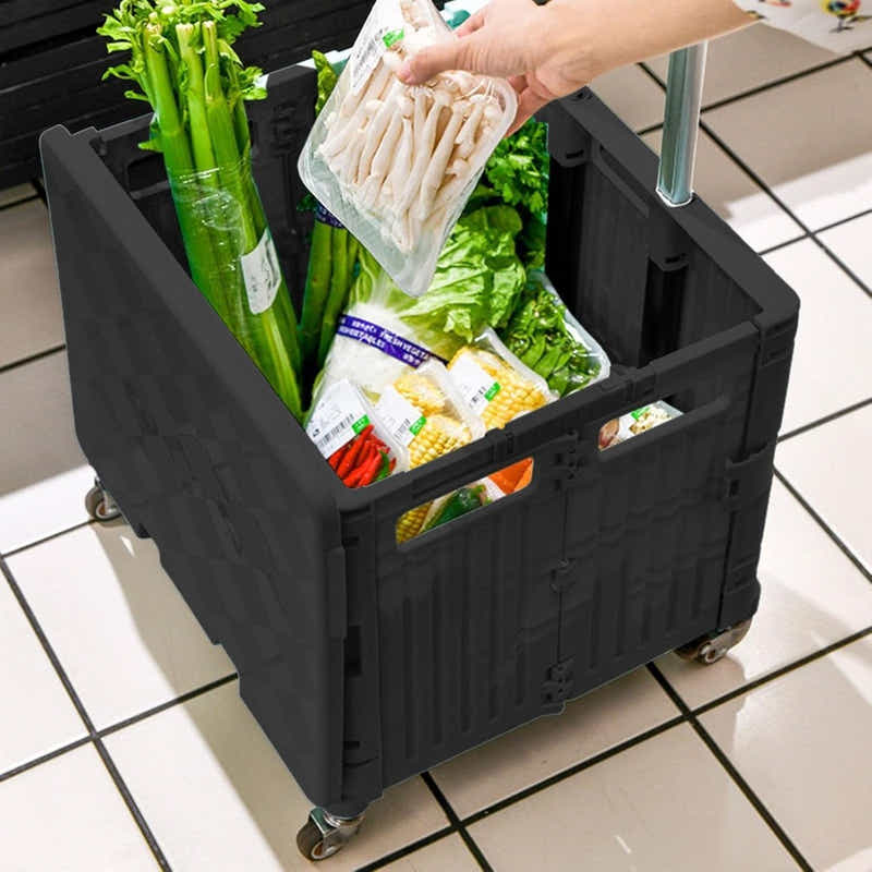 DS BS Foldable Utility Cart with Stair Climbing Wheels - Black