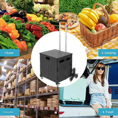 DS BS Foldable Utility Cart with Stair Climbing Wheels - Black