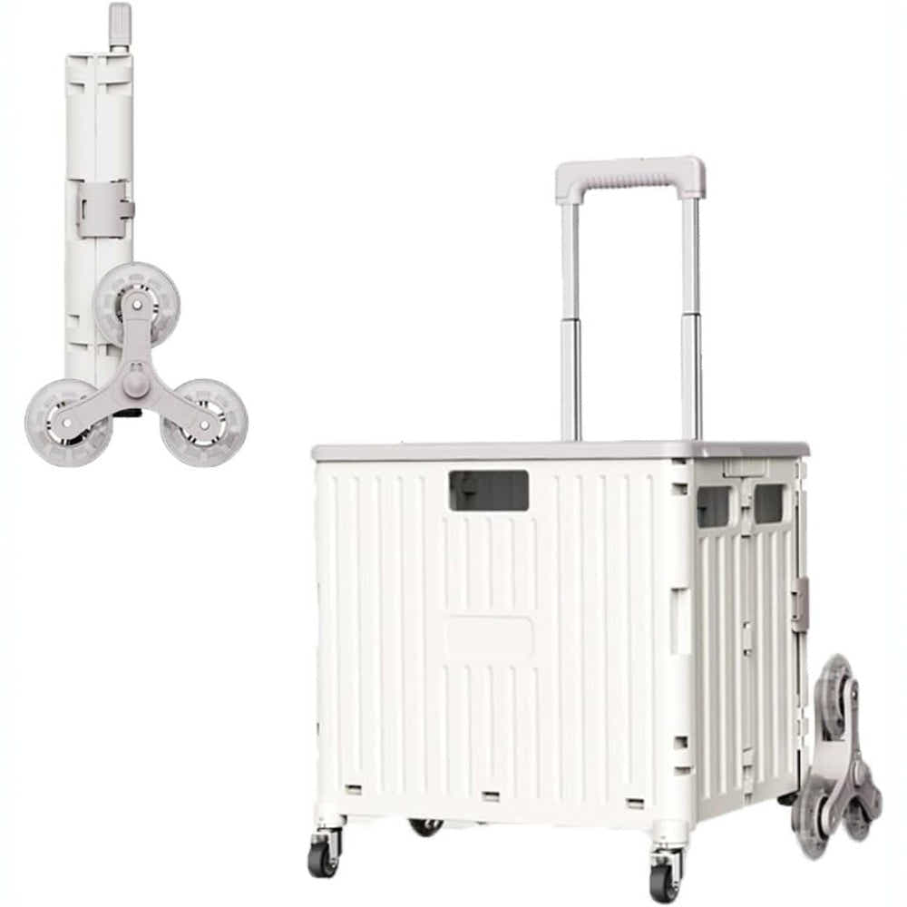 DS BS Foldable Utility Cart with Stair Climbing Wheels - White