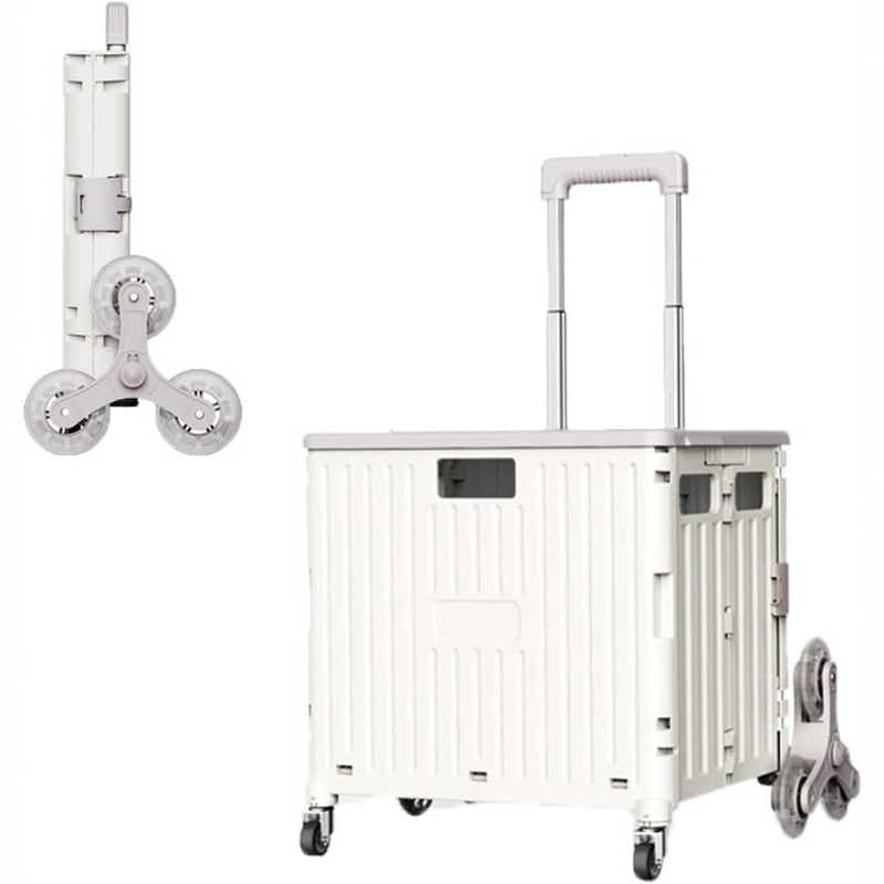 DS BS Foldable Utility Cart with Stair Climbing Wheels - White