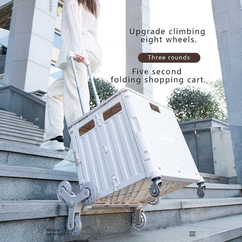 DS BS Foldable Utility Cart with Stair Climbing Wheels - White