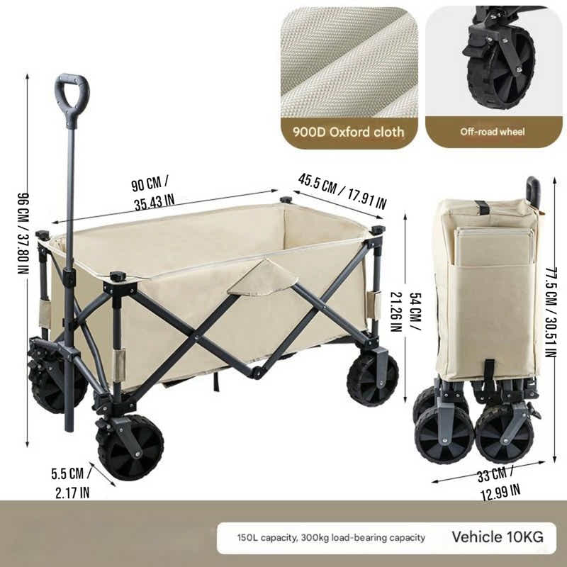 DS BS 150L Pro Gather Folding Outdoor Utility Wagon Capacity Load 150kg - Khaki