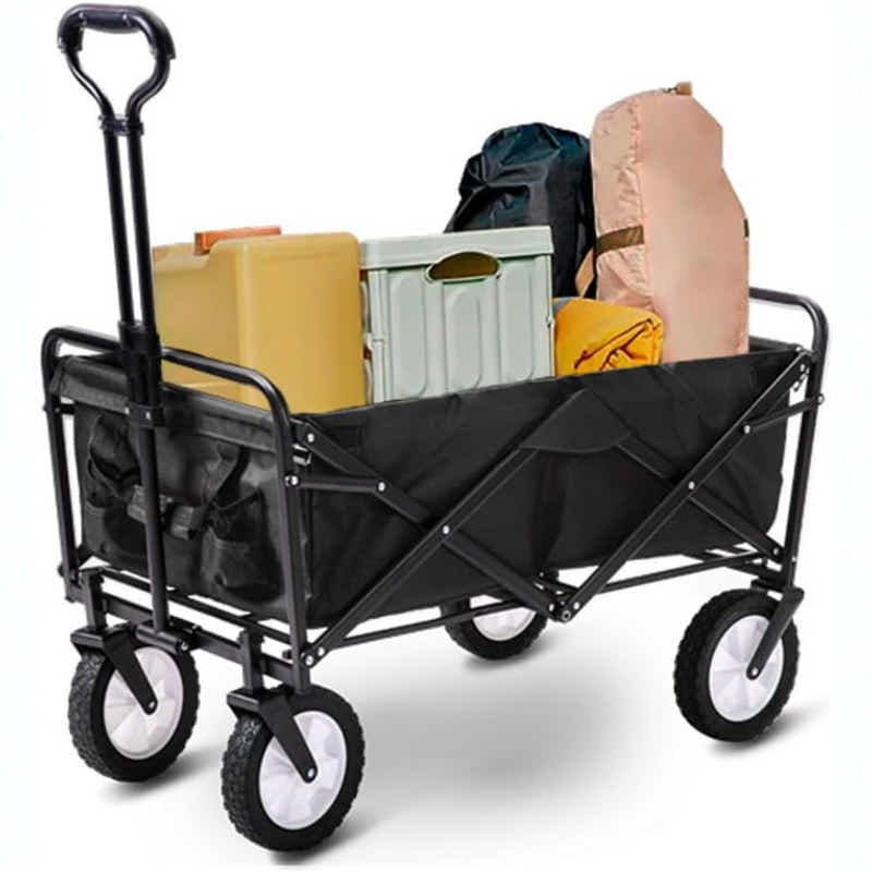DS BS 150L Folding Outdoor Utility Wagon Heavy Duty Camping Cart - Black