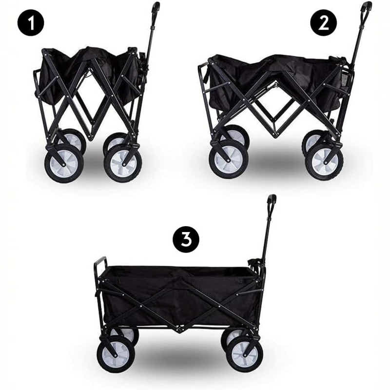 DS BS 150L Folding Outdoor Utility Wagon Heavy Duty Camping Cart - Black