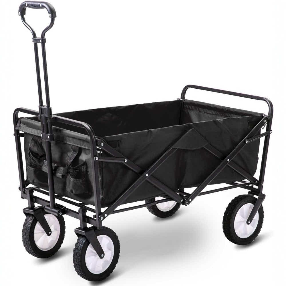 DS BS 150L Folding Outdoor Utility Wagon Heavy Duty Camping Cart - Black