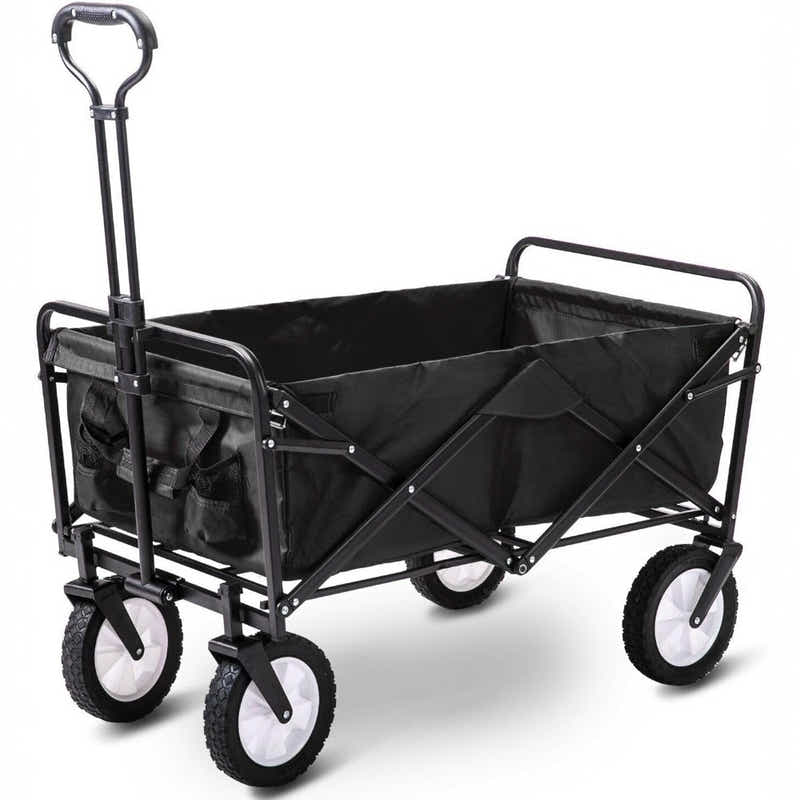 DS BS 150L Folding Outdoor Utility Wagon Heavy Duty Camping Cart - Black