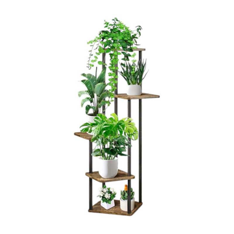 DS BS 5 Tier Plant Stand Indoor Corner Flower Shelf with MDF Boards