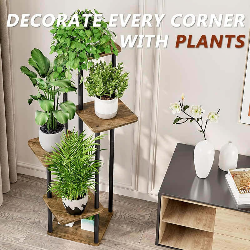 DS BS 5 Tier Plant Stand Indoor Corner Flower Shelf with MDF Boards