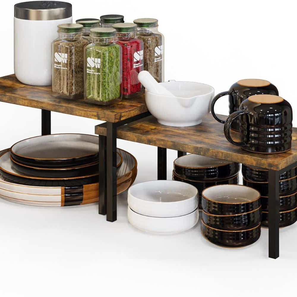 DS BS 2 Pieces Stackable Countertop Organizer Shelf Set