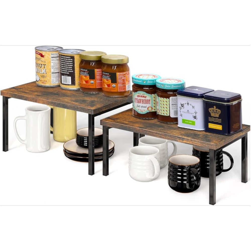 DS BS 2 Pieces Stackable Countertop Organizer Shelf Set