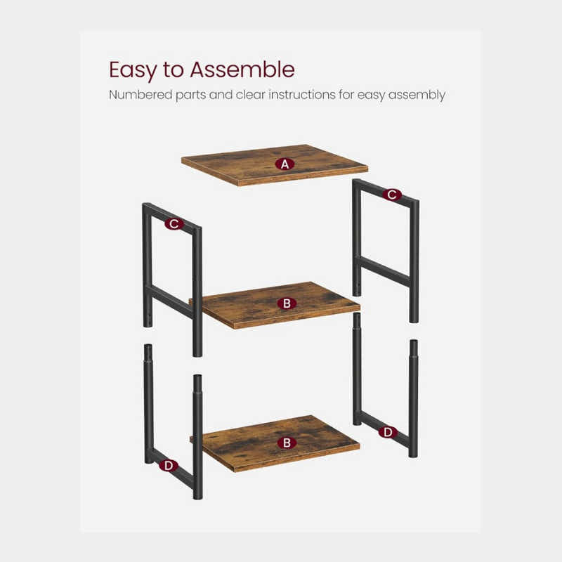 DS BS 3 Tier Side Table with Storage Shelf Narrow End Table