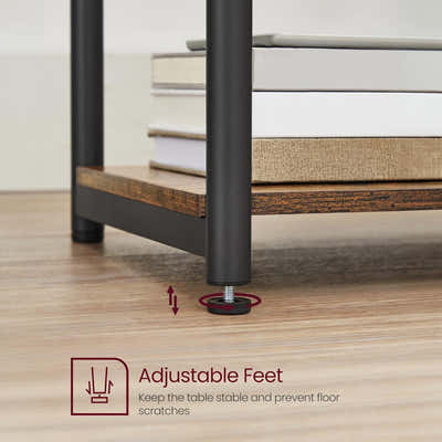 DS BS 3 Tier Side Table with Storage Shelf Narrow End Table