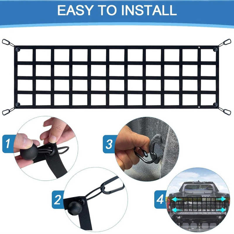 DS BS Truck Tailgate Cargo Net 152×46cm with Hooks and Elastic Buckles
