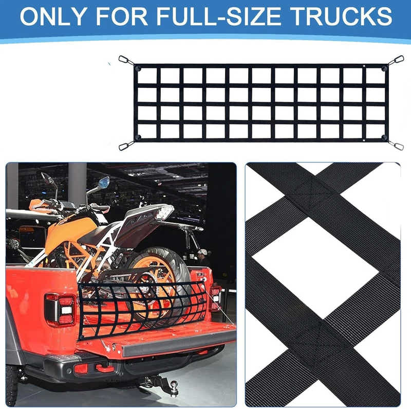 DS BS Truck Tailgate Cargo Net 152×46cm with Hooks and Elastic Buckles