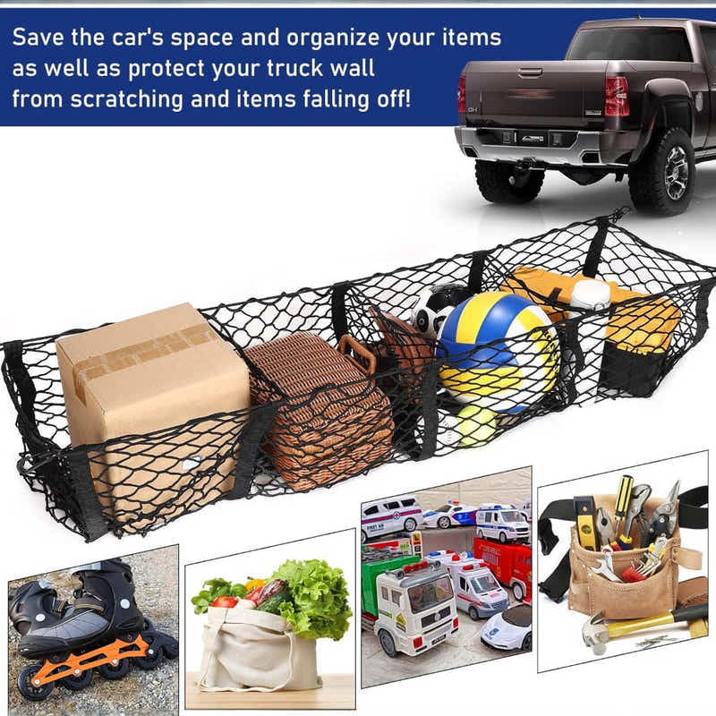 DS BS 4-Pocket Cargo Net Organizer for Pickup Trucks