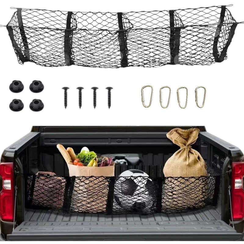 DS BS 4-Pocket Cargo Net Organizer for Pickup Trucks