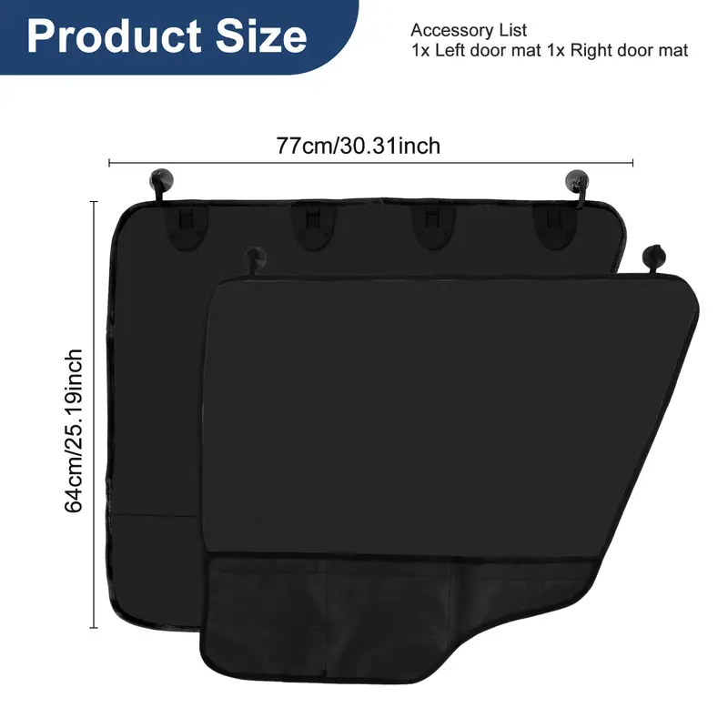 DS BS 2 Pack Car Door Protector Mat for Pets - BK
