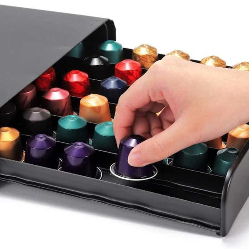 DS BS Coffee Capsule Drawer Organizer Steel Pod Storage for 60 Nespresso Capsule