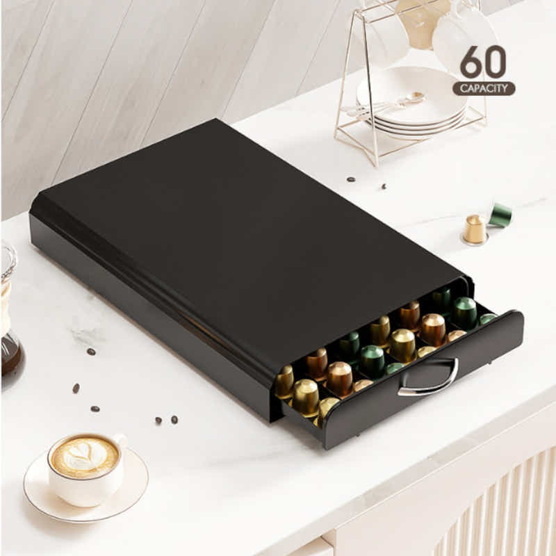 DS BS Coffee Capsule Drawer Organizer Steel Pod Storage for 60 Nespresso Capsule