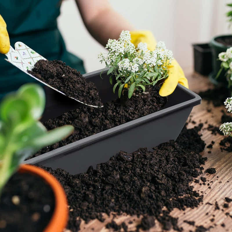 DS BS 10 Pack 15L Rectangular Planter Box Set With Drainage Tray