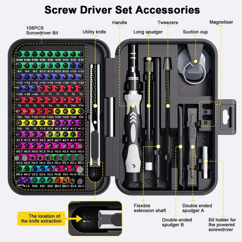 DS BS 132-in-1 Precision Screwdriver Repair Tool Kit with Dual-Layer StorageCase