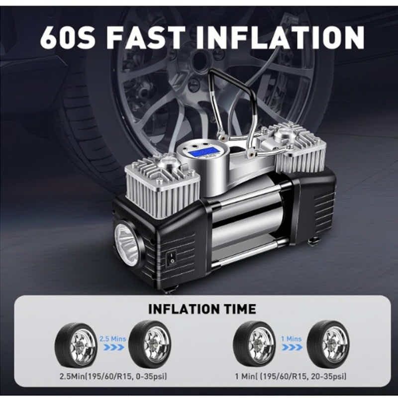 DS BS 12V Portable Dual-Cylinder Car Air Compressor With Case