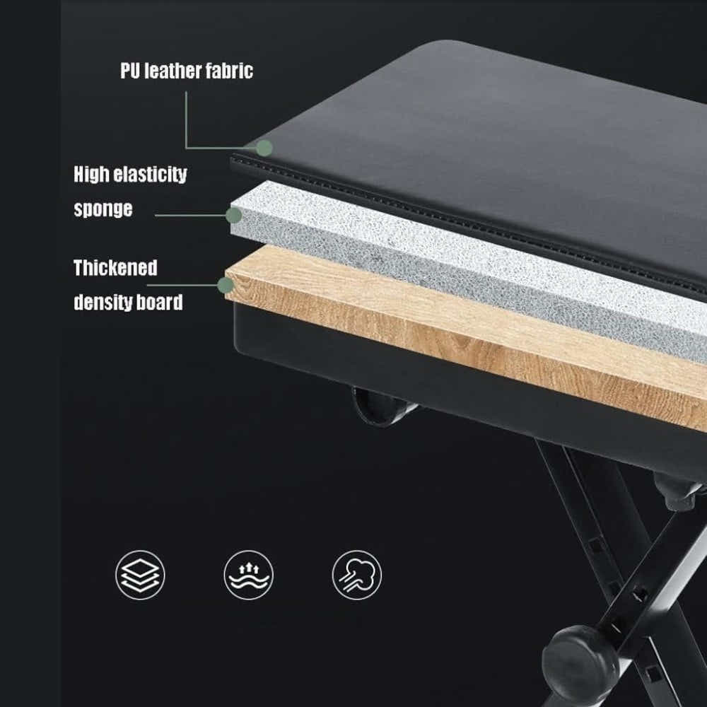 DS BS Adjustable Folding Piano Bench – 4-Level Height