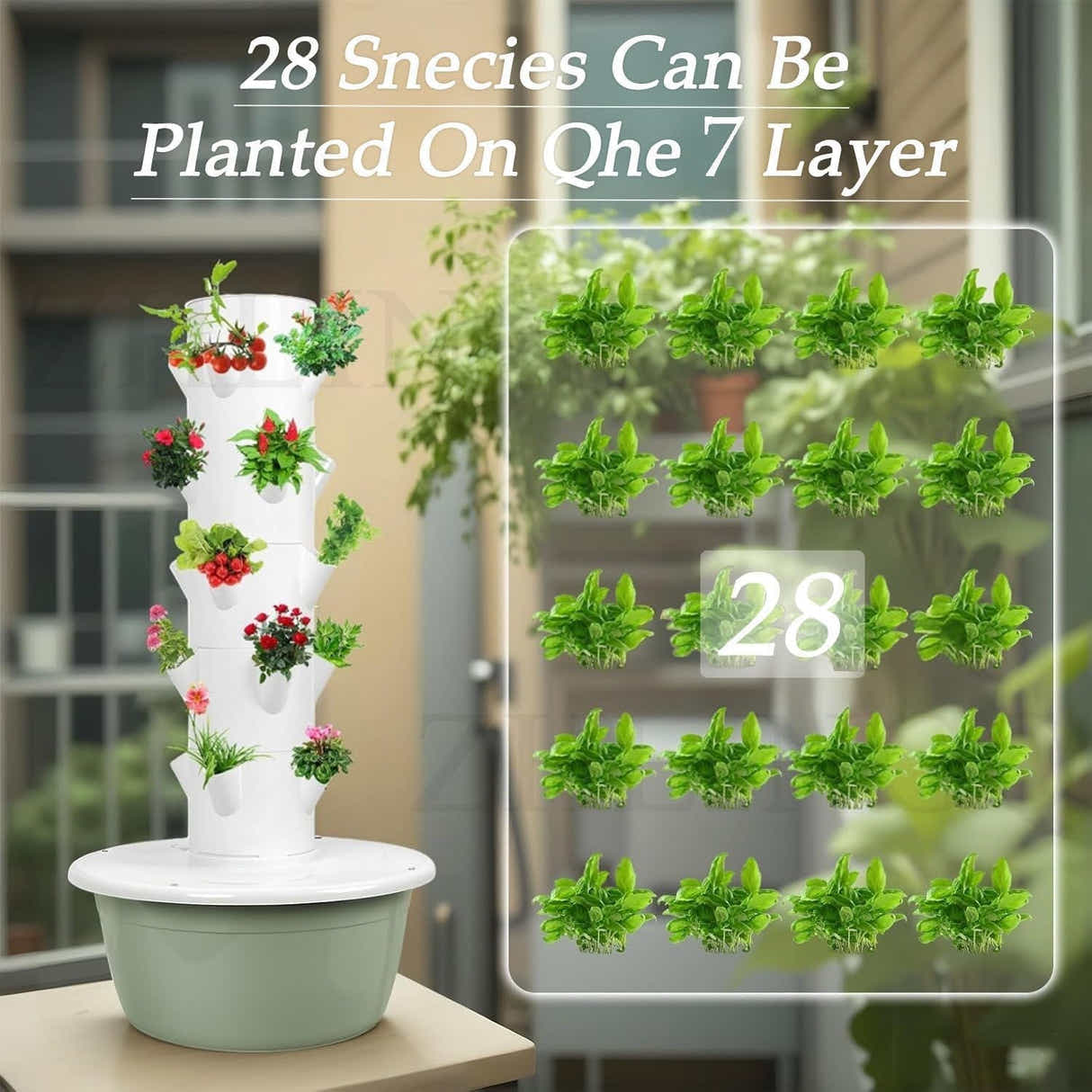 DS BS 7 Layer Vertical Soilless Hydroponic Tower Planter