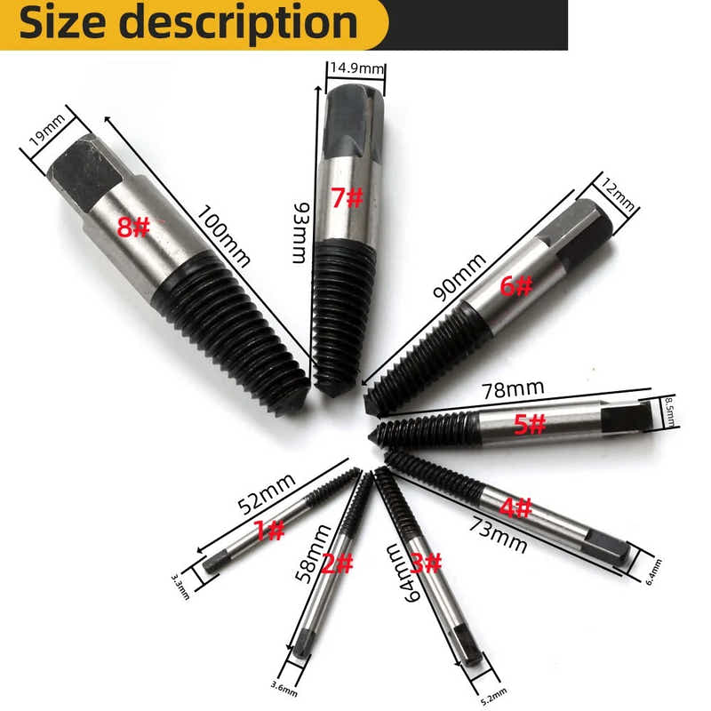 DS BS 8-Piece Damaged Screw Extractor Set