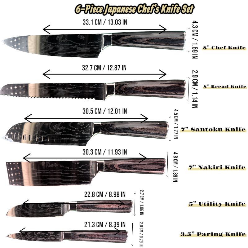 DS BS 6 Piece Kitchen Chef Knife Set